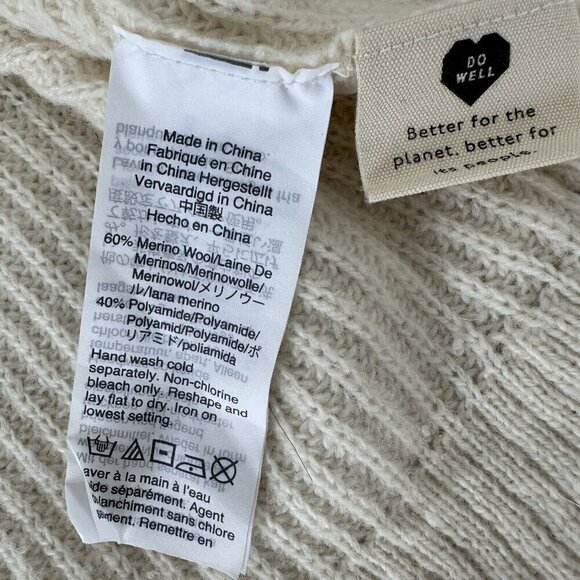 Madewell Ribbed Lyle Henley Pullover Knit Sweater Size M Cream ma741 - Picture 7 of 7